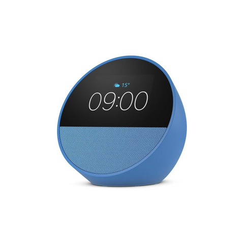 Amazon Echo Spot Smart Alarm Clock with Alexa - Ocean Blue (2024)