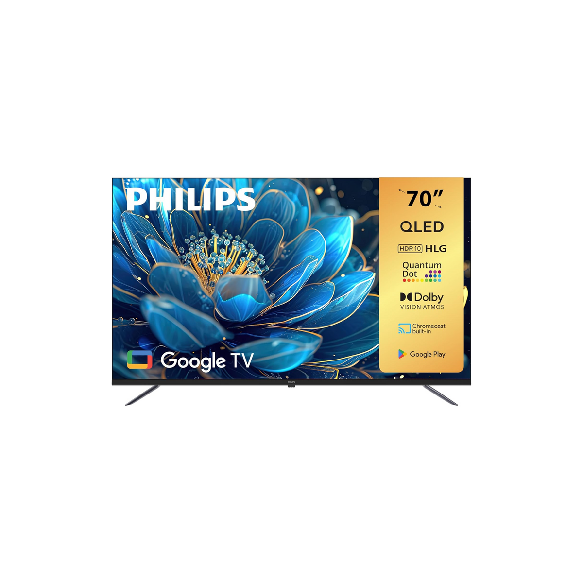 Philips 70 INCH 4K QLED Google Smart TV, 8100 Series 70PQT8169/56,Dolby Vision/HDR 10/HLG, HDMI 2.1, Google Voice Assistant, Youtube, Netflix, Shahid, 1 Year Warranty