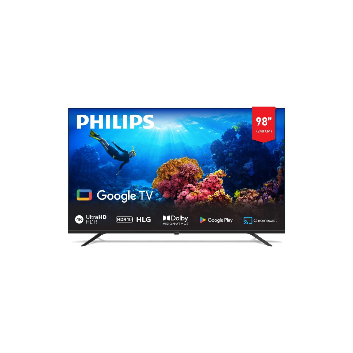 PHILIPS 98 Inch SMART GOOGLE TV | 32 GB RAM | 4K UHD | DOLBY VISION & ATMOS | GOOGLE ASSISTANT | WORLD WIDE WARRANTY | HDR| HLG | VOICE CONTROL REMOTE |