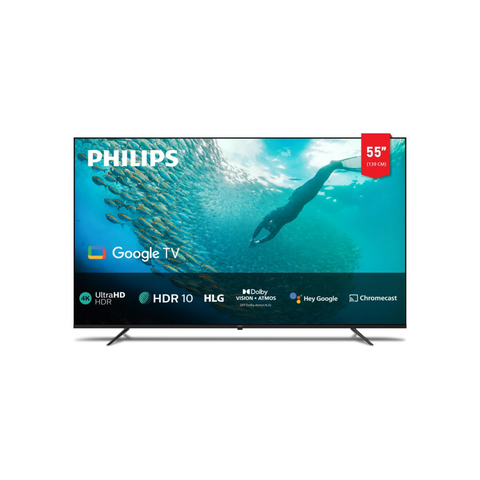 PHILIPS 55 Inch 4K Ultra HD Smart Google TV with Hands-Free Voice Control Dolby Vision Atmos HDR10 with built-in Google Assistant (2024 Model) 55PUT7129/56 Black