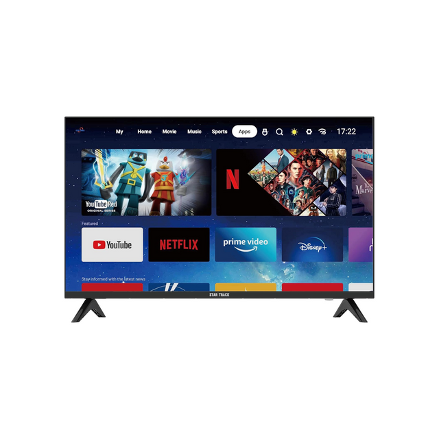 STAR TRACK LED Smart TV, HD, 43 Inch, Android 14.0, T2S2, A+ Screen, WiFi, MIRACAST, Netflix, YouTube, Prime Video, HDMI, USB Comes with Edgeless frame(43)