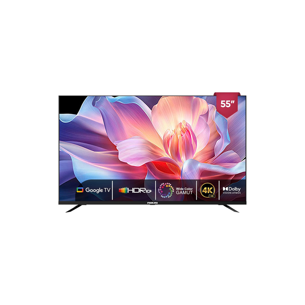 Nikai 55 Inch 4K Ultra HD Smart Google TV, Hands Free Voice Control, Game Master, Dolby Vision + Atmos, 4K HDR10+, Effortless Connectivity with Android & Apple devices - 55NIKGOOGLE (2025 Model)