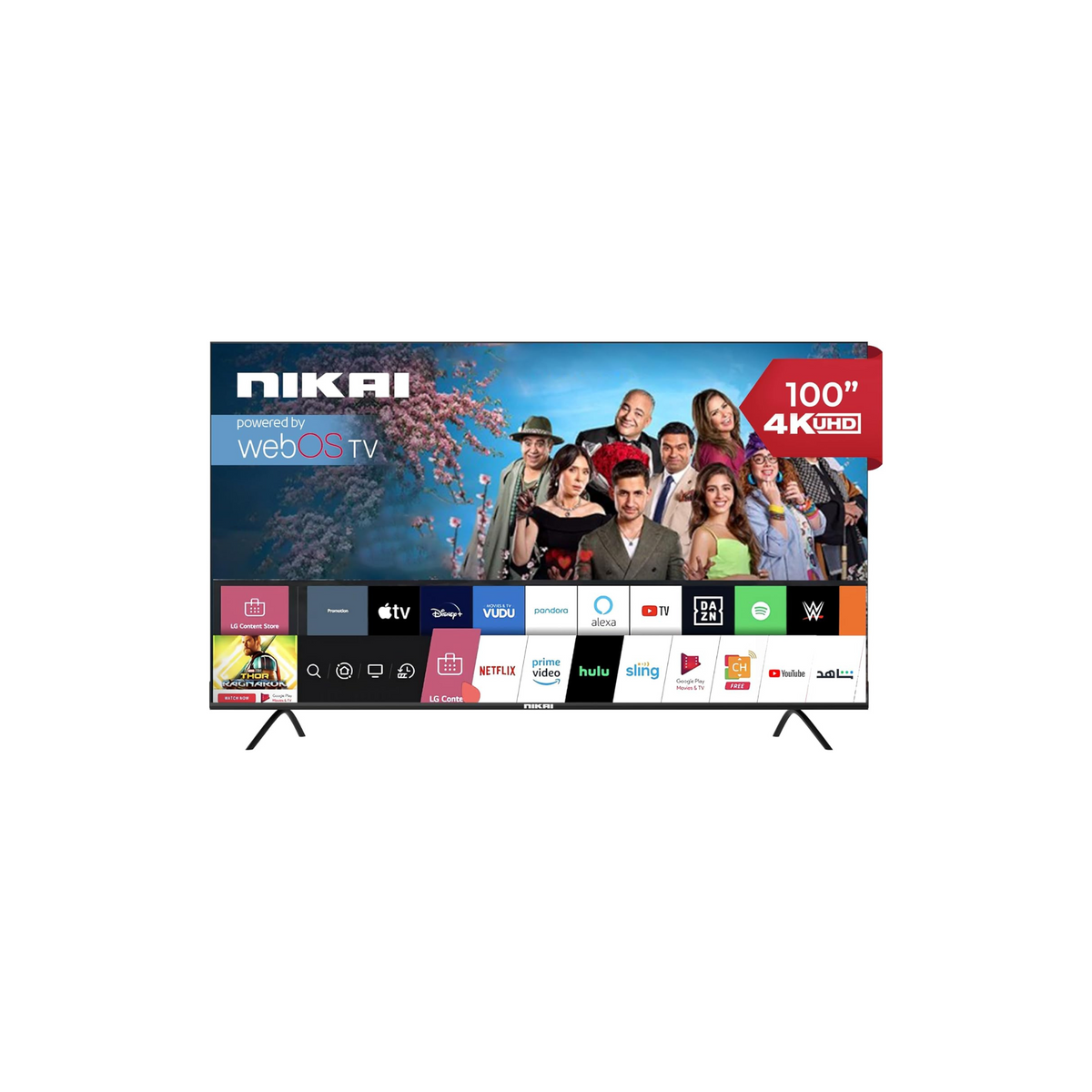Nikai 100 Inch UHD LED WebOS Smart Tv Platinum Series, Magic Remote, Cinema Screen Design 4K Ultra HDR, Dolby Audio, Smart Voice Control, Apps YouTube, Netflix, Shahid – NIK100MEU4STN