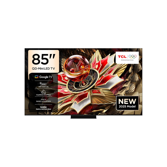 TCL Television 85 Inch Smart TV 4K QD-Mini LED Colorful Quantum Crystal HDR 3000nits Gaming Google TV, 144Hz Native Refresh Rate, Audio by Bang & Olufsen, Dolby Atmos, Game Master-85Q7C (2025 Model)