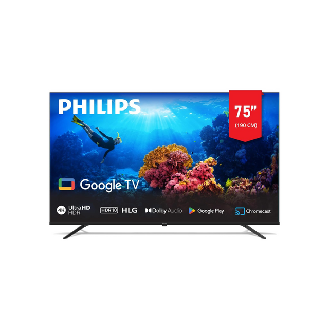PHILIPS 75 INCH (190 CM) 4K UHD SMART GOOGLE TV WITH DOLBY AUDIO & ADVANCED IMAGE PROCESSING, WITH 1 YEAR WORLDWIDE WARRANTY