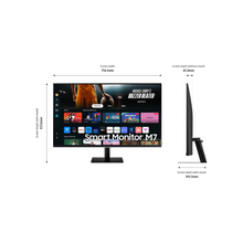 SAMSUNG 32-Inch M7 (M70D) Series 4K UHD Smart Monitor with Streaming TV, Speakers, HDR10, USB-C, Multiple Ports, Gaming Hub, SolarCell Remote, Vision Accessibility Tools, LS32DM702UNXGO, 2024, Black