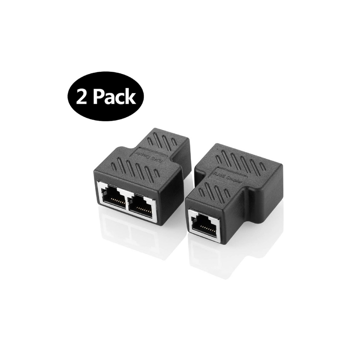 2 pack RJ45 Splitter Connectors Adapter 1 to 2 Ethernet Splitter Coupler Double Socket HUB Interface Contact Modular Plug Connect Network LAN Internet Cat5 Cat6 Cable