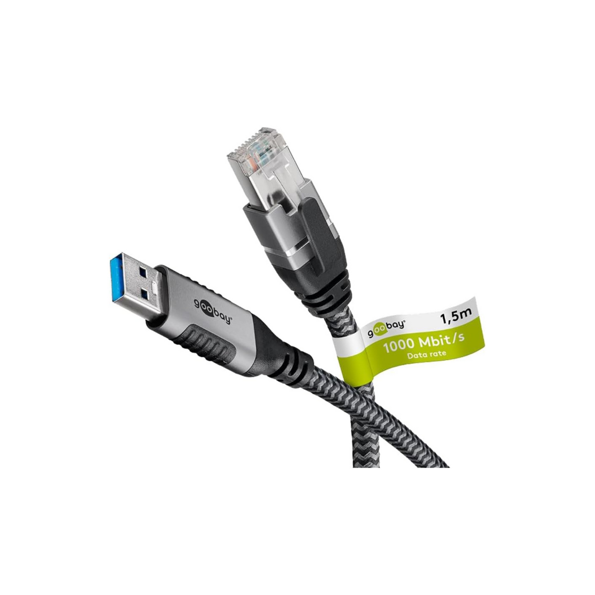 goobay LAN Adapter Ethernet Cable USB-A 3.2 Gen1 Male to RJ-45 Male