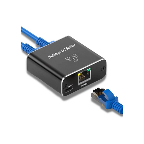 Bewinner Ethernet Splitter - Gigabit RJ45 1 to 2, 1000Mbps Extension Connector With USB Power Cable for Cat5/5e/6/7 Cable
