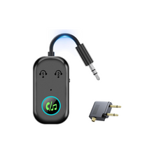 Angju Bluetooth 5.3 Transmitter Receiver for 2 AirPods or BT Devices, Bluetooth Wireless Transmitter for Headphones, 3.5mm Aux Audio Jack Adapter for in-Flight TV Car Home Stereo System