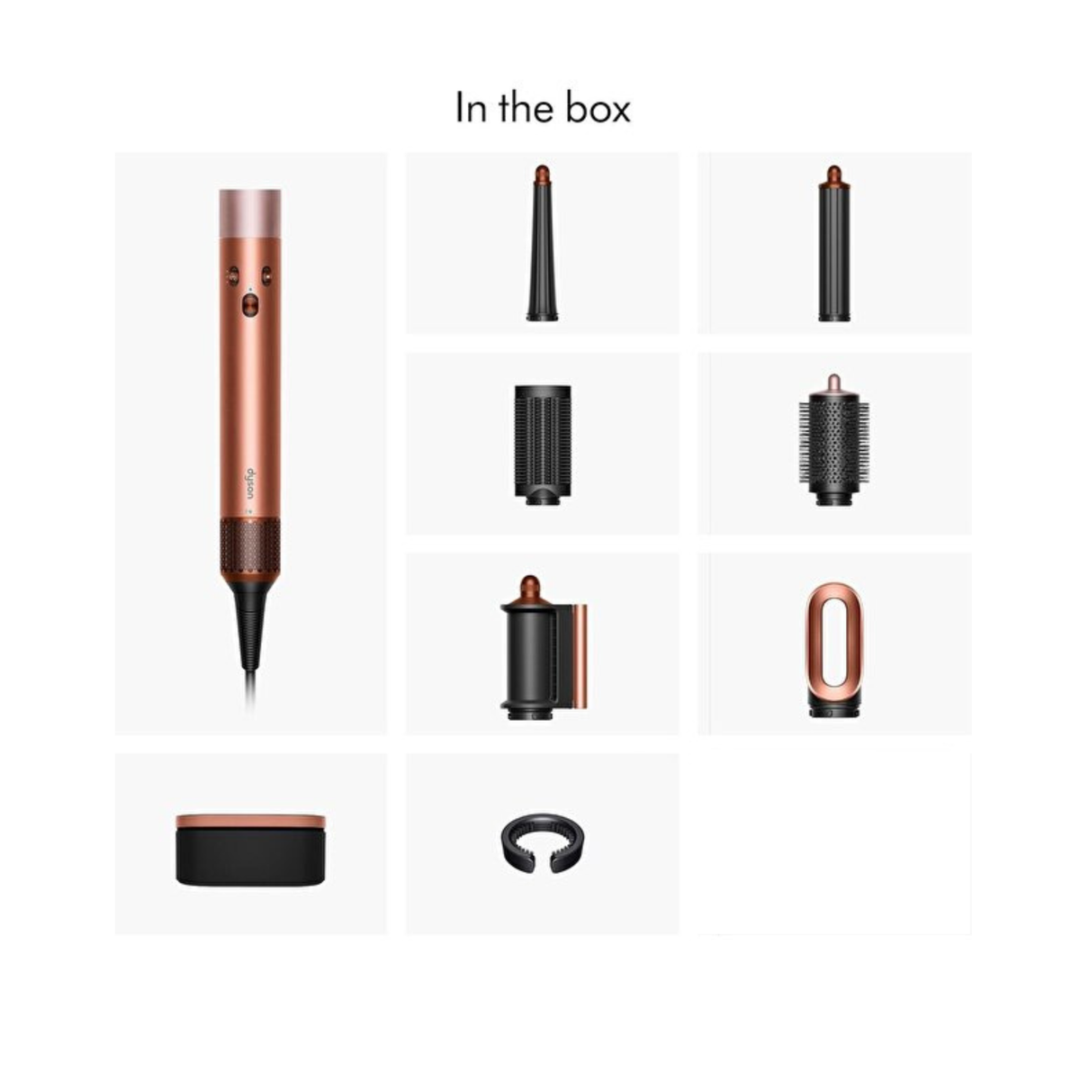 Dyson Airwrap i.d.™ Multi-styler And Dryer Straight+Wavy Hair, 110000 RPM Motor, Coanda Airflow, Bluetooth Wireless Technology, Conical Barrel, Anti-Snag Loop Brush, Amber Silk/Pink Champagne | HS08