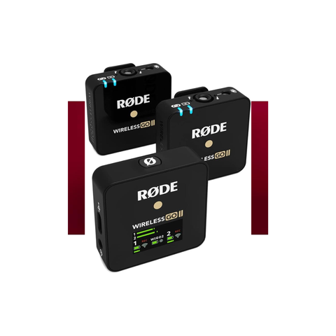 RØDE Wireless GO II Ultra-compact Dual-channel Wireless Microphone System with Built-in Microphones, On-board Recording and 200m Range for Filmmaking, Interviews and Content Creation