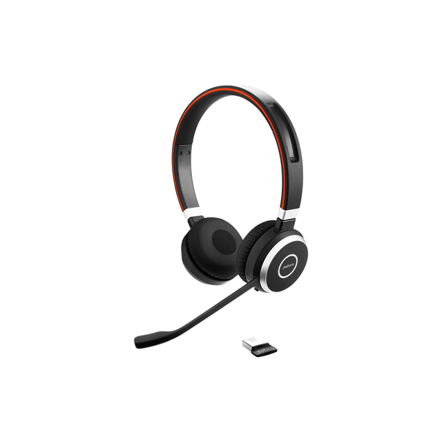 Jabra Evolve 65 SE Link380a MS Stereo- Bluetooth Headset with Noise-Cancelling Microphone, Long-Lasting Battery and Dual Connectivity - Works with All Other Platforms - Black