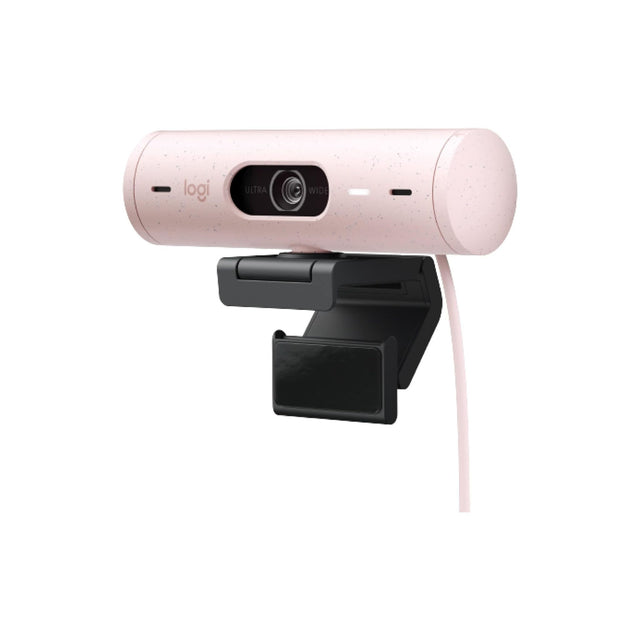 Logitech Brio 500 Full HD Webcam with Auto Light Correction,Show Mode, Dual Noise Reduction Mics, Privacy Cover, Works Microsoft Teams, Google Meet, Zoom, USB-C Cable - Rose