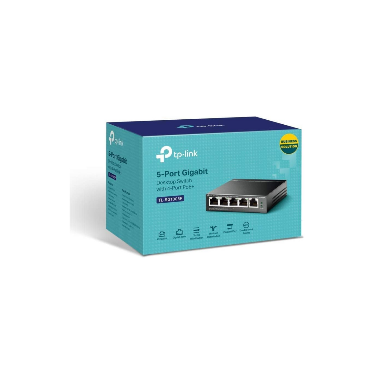 TP-Link 5-Port Gigabit Desktop PoE Switch with 4-Port PoE+, 65 W for all PoE ports, Metal Casing, Plug and Play, Ideal for IP Surveillance and Access Point(TL-SG1005P)