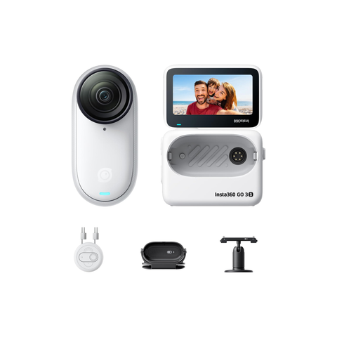 Insta360 GO 3S 128GB 4K Mini Portable Vlogging Camera, Hands-Free, Mount Anywhere, Stabilization, 140-Minute Battery life, 10m Waterproof, Apple Find My, Pet POV, White
