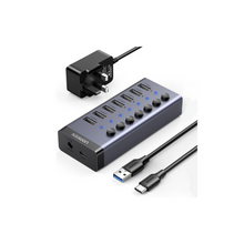 UGREEN Powered USB Hub 3.0, 7-Ports Charging Extender Data Hub (12V/2A Not Fast Charge) Splitter Extension, Power USB A Adapter with Individual On/Off Switches for Laptop, PC, HDD, Flash Drive