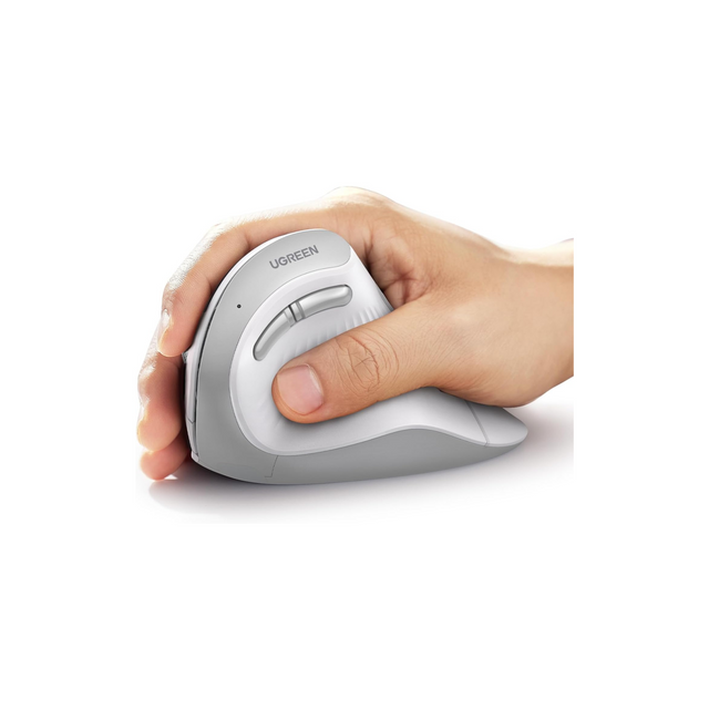 UGREEN Ergonomic Mouse, Vertical Wireless Mouse, 2.4GHz Optical Bluetooth Mice, 4 Adjustable DPI 1000/1600/2000/4000 Levels, 5 Buttons Mice for Laptop, PC, Chromebook, Desktop, Notebook etc, White