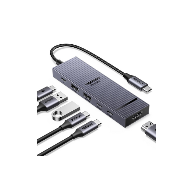 UGREEN Revodok USB C Hub 6 in 1, 10Gbps Type C 3.2 and USB A 3.2 with HDMI 4K 60Hz, 100W PD Type C Hub Multiport Adapter for MacBook Pro/Air, iPad Pro, HP, Dell