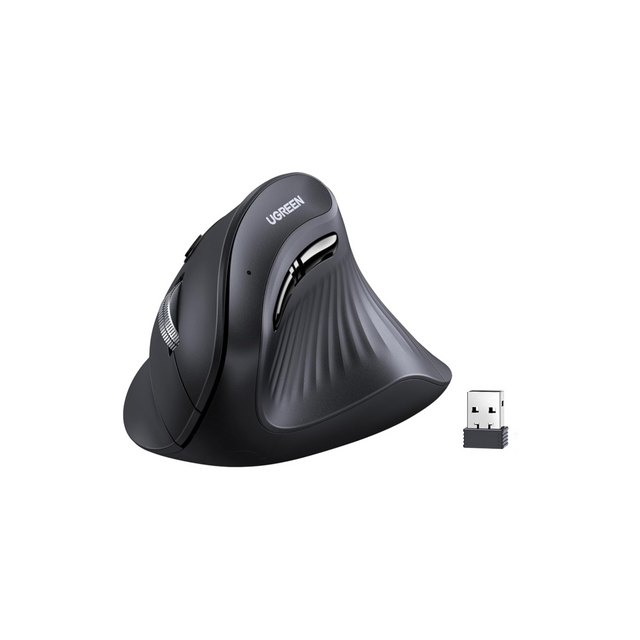 UGREEN Ergonomic Mouse, Vertical Wireless Mouse, 2.4GHz Optical Bluetooth Mice, 4 Adjustable DPI 1000/1600/2000/4000 Levels, 5 Buttons Mice for Laptop, PC, Chromebook, Desktop, Notebook etc, Black