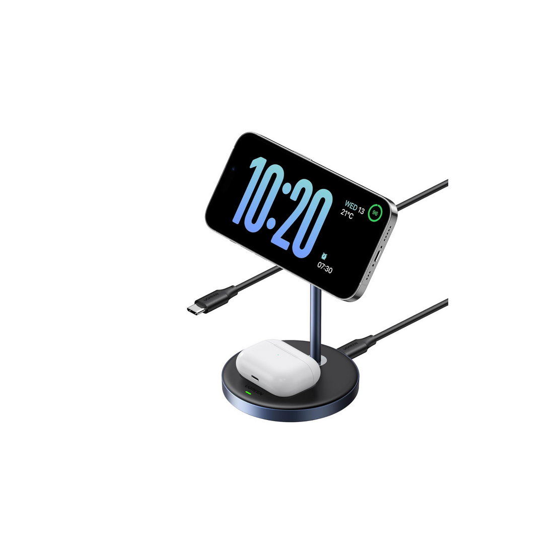 UGREEN MagFlow Wireless Charger Stand 2 in 1 Qi Magsafe Charging Station