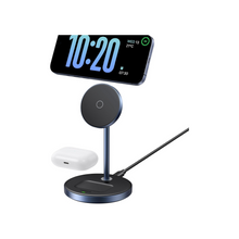 UGREEN MagFlow Wireless Charger Stand 2 in 1 Qi Magsafe Charging Station, Earbuds &Phone Charger Magnetic Holder for iPhone 16/15/14/13/12, AirPods Pro/3/2 360° Free Rotation With USB-C Charging Cable