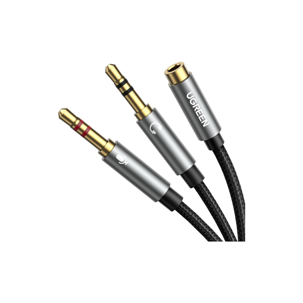 UGREEN 3.5MM Headphone Splitter 3.5mm Female to Dual Headphone and Microphone Male Port Adapter TRRS Y Splitter Compatible for Earphone, Headset, speaker and PC, Laptop and Tablet-0.2M