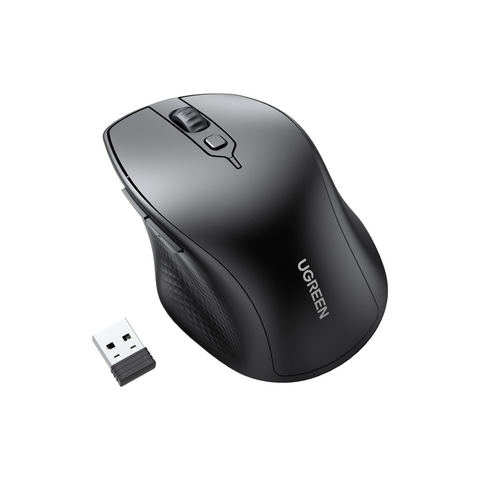 UGREEN Upgraded Ergonomic Mouse Comfortable for Large Sized Hands, Bluetooth Mouse for Laptop/Tablet, Silent Click, Dual Mode Bluetooth & 2.4G Nano Wireless Mice for PC/Smart TV/Multi-Devices Black