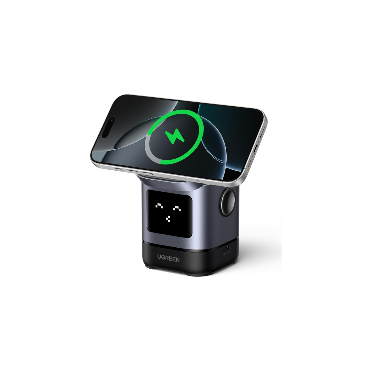 UGREEN 15W Uno Wireless Charger, Qi2 Certified MagSafe Charging, Fast Magnetic Phone Stand, 2-in-1 Foldable Wireless Charger Station Compatible with iPhone 16/15/14/13/12 Series, AirPods 4/3/2/Pro 2
