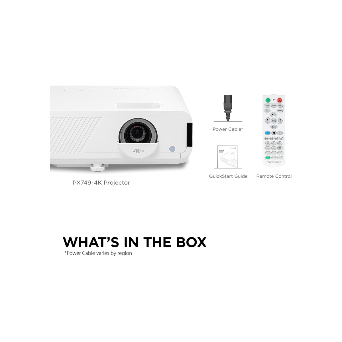ViewSonic PX749-4K UHD 4K Gaming Projector Designed for Xbox with 4.2ms Response Time, 4000 ANSI Lumens, H/V Keystone, 1.3x Optical Zoom, and USB C for Home Theater