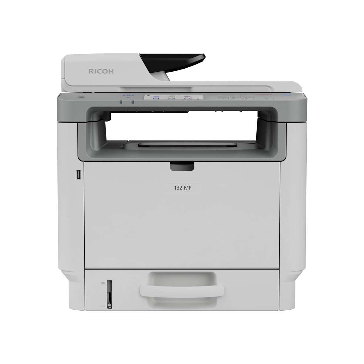 RICOH 132 MF Black & White Laser All-in-One Printer | 34ppm | Multifunction Copy Scan Fax | Touchscreen | Easy Change Toner | Ethernet, USB | Duplex Printing