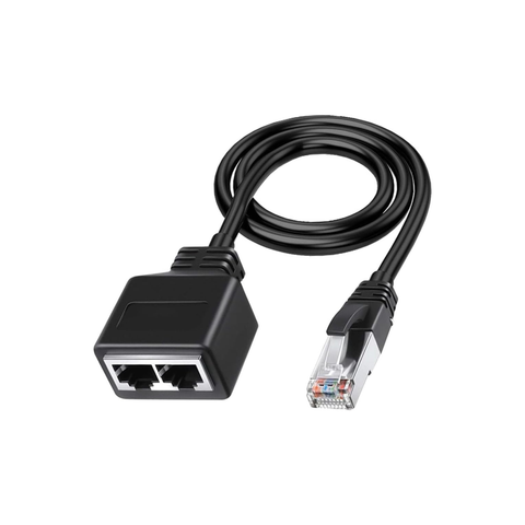 Ethernet Splitter, 1 Male to 2 Female Network Adapter RJ45 LAN Ethernet Socket Connector Adapter, Ethernet Cable & LAN Internet Splitter, for Super Cat5/Cat5e/Cat6/Cat7 LAN Ethernet Splitter