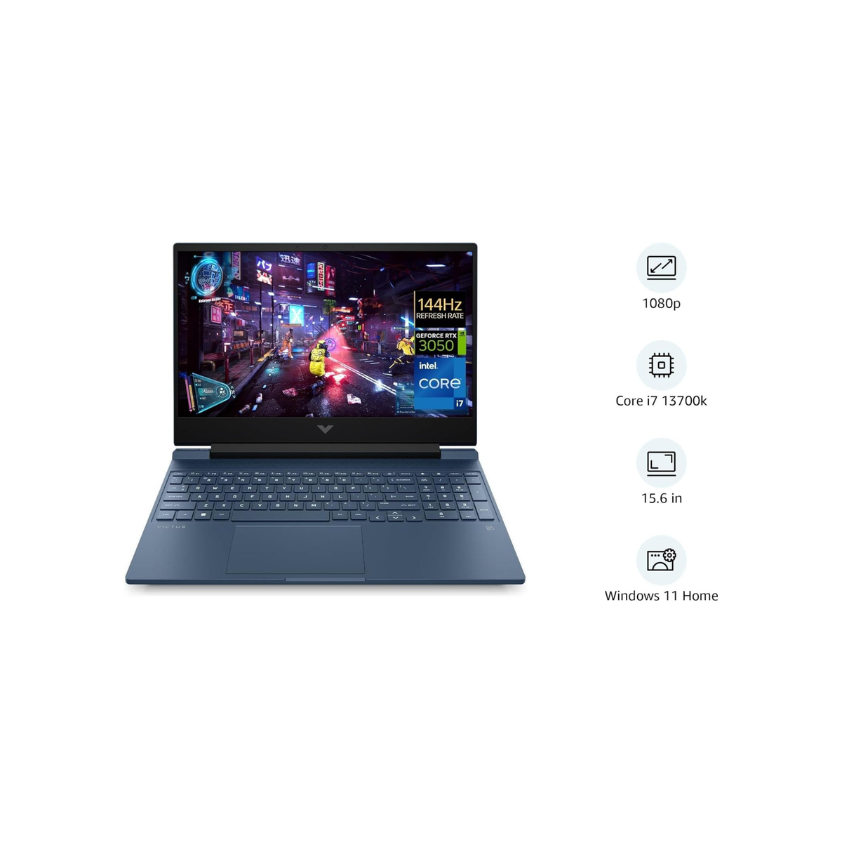 HP Victus Gaming Laptop 15-fb0039ne, 15.6" FHD, 5th Gen AMD Ryzen? 5, 16GB RAM, 512GB SSD, 4GB NVIDIA® GeForce® RTX 3050 Graphics, Windows 11 Home, En -Ar KB, Mica silver - [7Y7G6EA]