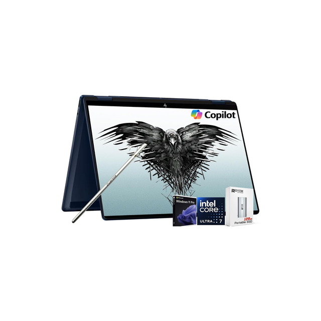 2025 HP OmniBook X Flip 2-in-1 Touchscreen Laptop (14" FHD+, Intel Core Ultra 7 256V, 16GB DDR5 RAM, 1TB SSD, Arc 140v GPU AI Copilot, Win 11 Pro | With Office 365