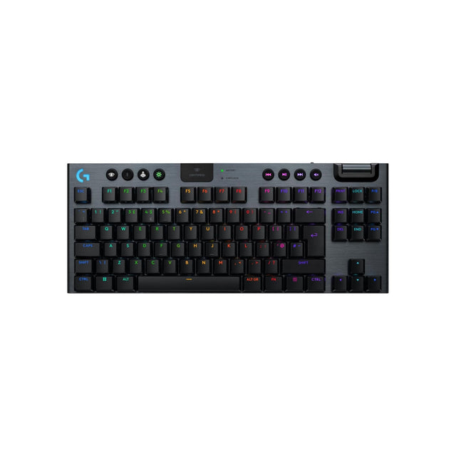 Logitech G915 X LIGHTSPEED TKL Low-Profile Wireless Gaming Keyboard, Double-Shot PBT Keycaps, Fully Programmable Keys, RGB Backlighting, Sleek Aluminum Finishing, GL Blue Clicky, PC/MAC - Black
