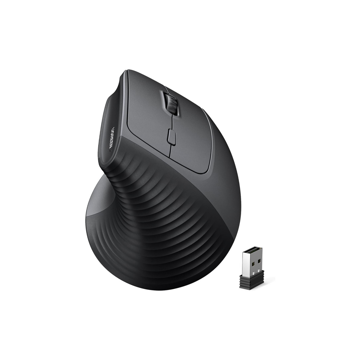 UGREEN Vertical Ergonomic Mouse, 4000 DPI Wireless Mouse Bluetooth & 2.4GHZ USB Receiver, 4 Adjustable DPI 1000/1600/2000/4000, Compatible Windows/MacOS/Linux/Chrome/Android, for MacBook, PC, Tablet
