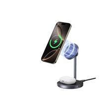 UGREEN MagFlow Qi2 Wireless Charger 15W, 2 in 1 Magsafe iPhone Charger Magnetic Stand Airpods Wireless 15W Fast Charging Station 360° Free Rotation for iPhone 16/15/14/13/series, AirPods Pro 4/3/2