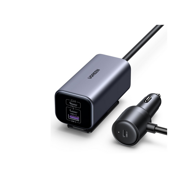 UGREEN 150W Multi Port Car Charger, 4 Port USB C Fast Car Adapter GaN Charger, Automobile Battery Power Plug for Backseat with Clip, Compatible for MacBook Air/Pro, Lenovo,iPhone 16 Series, S25 Ultra