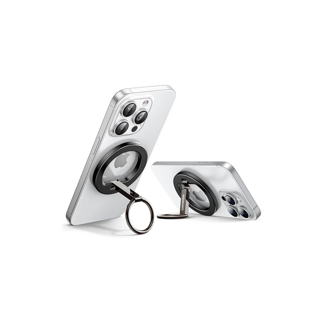 UGREEN Magsafe Ring, Magnetic Phone Grip, Innovative 2 Way Stand Metal Cell Phone Ring Holder Shakeproof Ultra Stable Magnetic Kickstand for Desk Fit for All Phones Directly Snap On iPhone 16/15/14/13