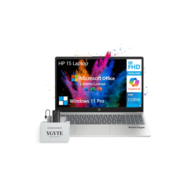 2025 HP 15.6 Laptop Computer,Intel 10-Core i5 Laptop Lifetime Office,College Students Business Laptop 15 Inch FHD,32GB RAM 1.5TB Storage (1TB SSD+512GB PSSD),Windows 11 Pro Copilot AI,Number Pad,USB-C