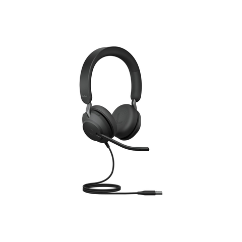 Jabra Evolve2 40 SE Wired Noise-Cancelling Stereo Headset With 3-Microphone Call Technology and USB-A Cable - MS Teams Certified, Works with All Other Platforms - Black