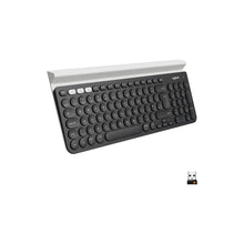 Logitech K780 Multi-Device Wireless Keyboard for Windows, Apple, Android or Chrome, Wireless 2.4GHz, Bluetooth, Smartphone and Tablet Cradle, Quiet, PC, Mac, Laptop, Arabic Layout - Dark Grey/White