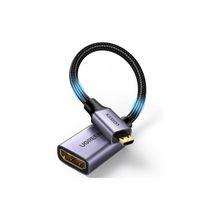 UGREEN Micro HDMI to HDMI Braided Adapter Cable Male to Female High Speed Cable Supports 3D 4K 60Hz 1080P Ethernet Audio Return Compatible for GoPro Hero 6 5,Tablets, Cameras,PS5-Black-0.25 Meter
