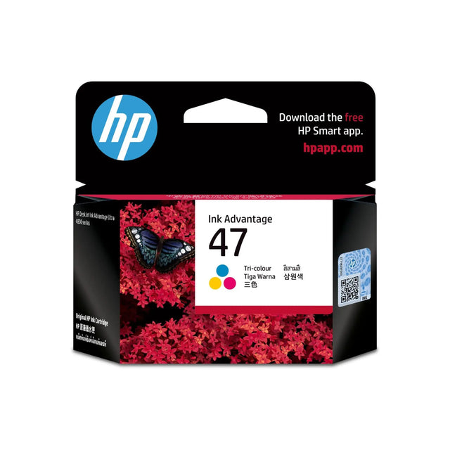 Hp 47 Tri-Color Original Ink Advantage Cartridge, 6Zd61Ae, Cyan, Magenta, Yellow HP
