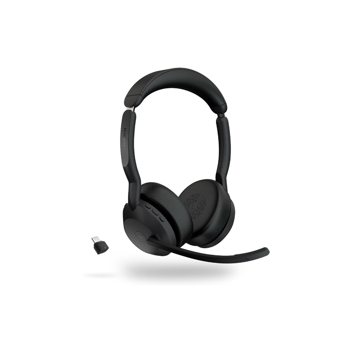 Jabra Evolve2 55 Stereo Wireless Headset - Features AirComfort Technology, Noise-Cancelling Mics & Active Noise Cancellation - MS Teams Certified, Works with Other Platforms - Black