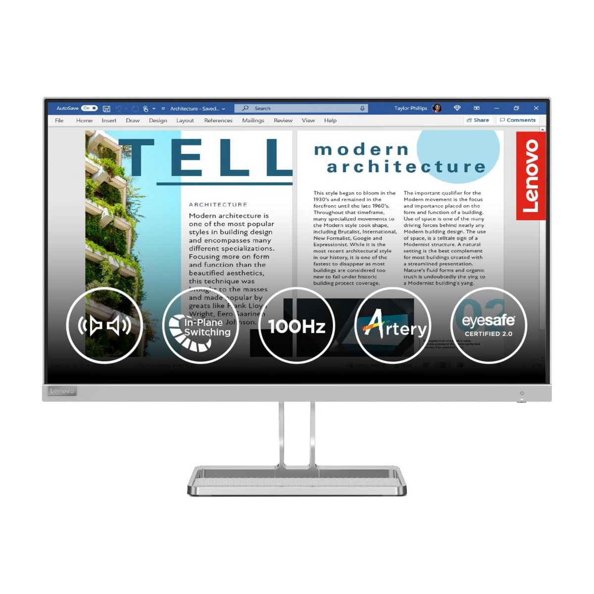 Lenovo  L27i-40 inch (68.6cm) FHD IPS Ultraslim Monitor| 100Hz, 4ms, HDMI, VGA, Tilt Swivel Pivot Height Adjust Stand: for Home & Office use,