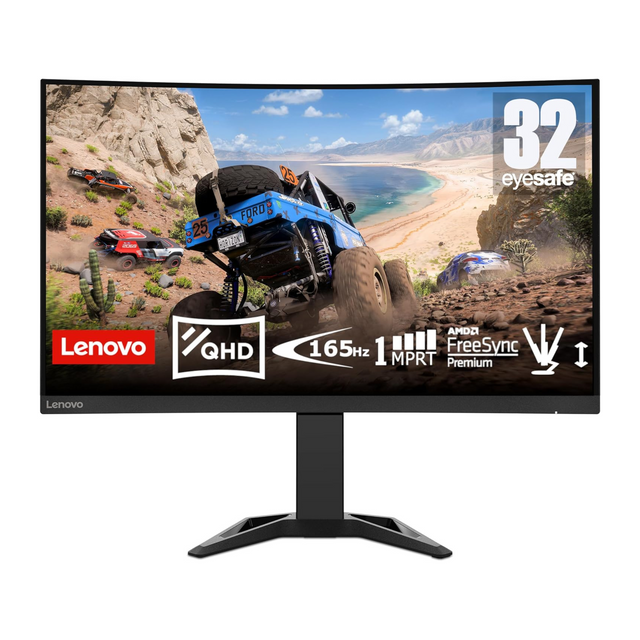 Lenovo 66F2GAC1UK G32qc-30 curved monitor with 32" QHD 1500R VA Panel, 165Hz refresh Rate, AMD FreeSync Premium, 1 Year Warranty