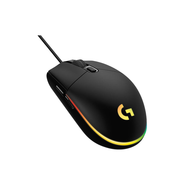 Logitech G203 2nd Gen Wired Gaming Mouse, 8,000 DPI, Rainbow Optical Effect LIGHTSYNC RGB, 6 Programmable Buttons, On-Board Memory, Screen Mapping, PC/Mac Computer and Laptop Compatible - Black