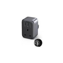 UGREEN 4-in-1 Travel Charger Adapter 30W Accepts Devices with UAE/KSA/UK Plugs for Use in Type C Sockets in European Plug Travel Converter Charger with 3 USB Ports, Type G 3 Pin to Euro C Plug
