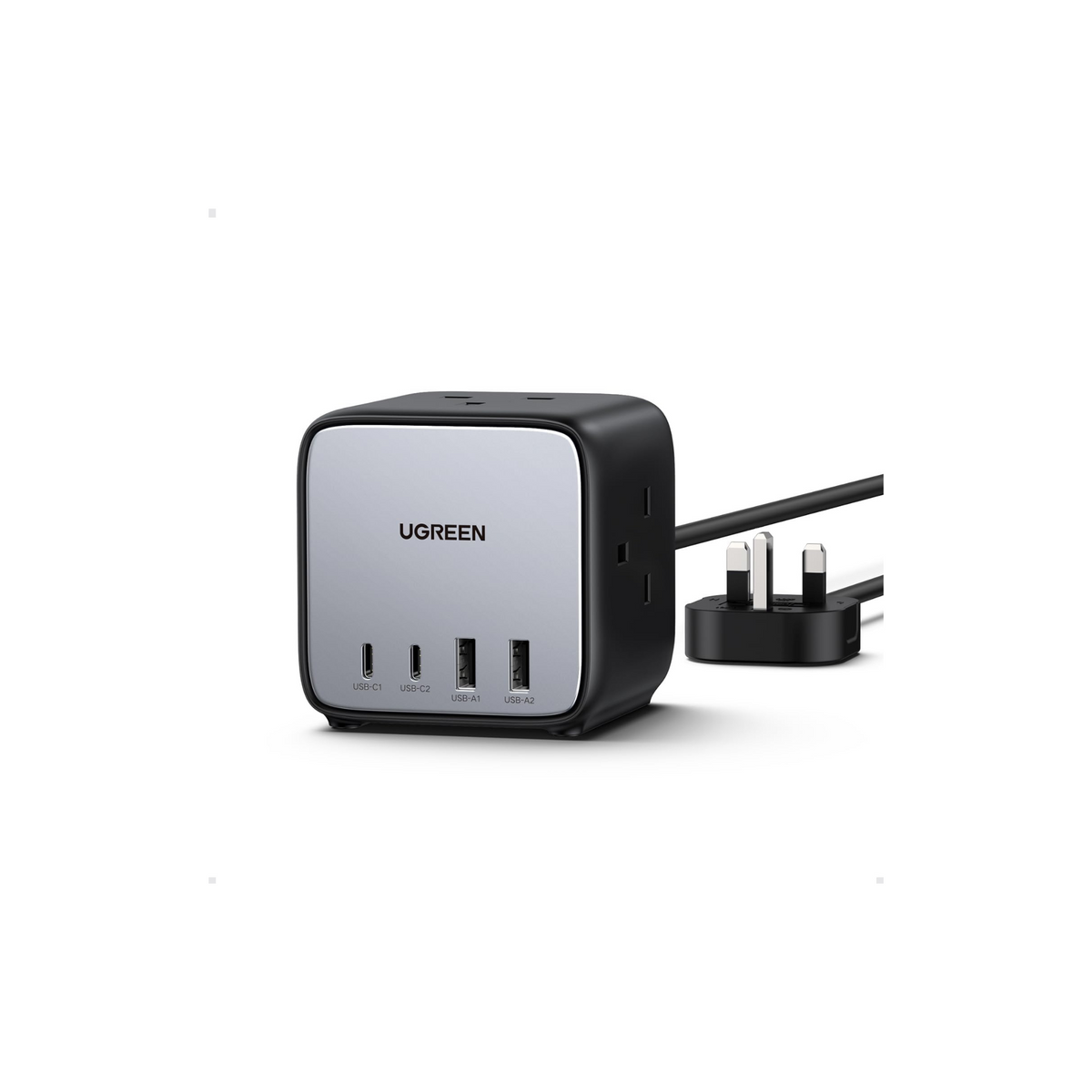 UGREEN 65W Multiple Power Strip,Nexode GaN USB C Charger, 7-in-1 DigiNest Cube Charger Station 4-Port USB Fast Charging Adapter Plug, Extension Cord with 3 AC Outlets, 1.8M for Desktop, iPhone 16 pro
